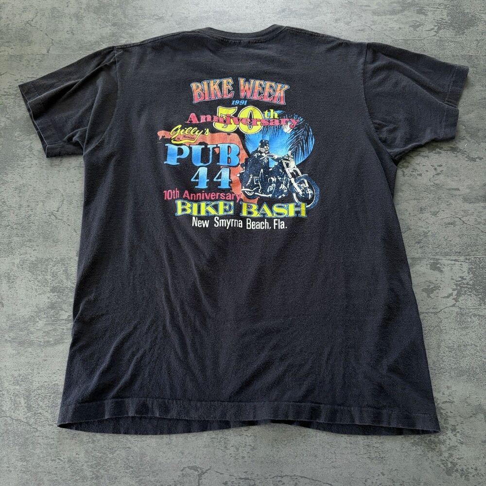 Vintage 1991 New Smyrna Bike Week Bash Shirt Adult Large Black